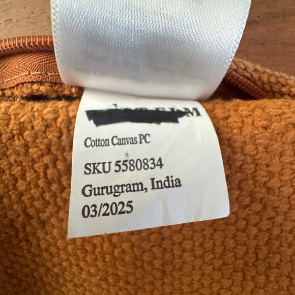 West Elm Cotton Canvas Pillow Cover Honey Gold Rust Cotton Jute Pattern Blocked - Picture 8 of 9